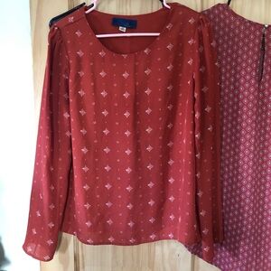 Blue Rain Women's Geometric Print Long Sleeve Blouse - Sz M